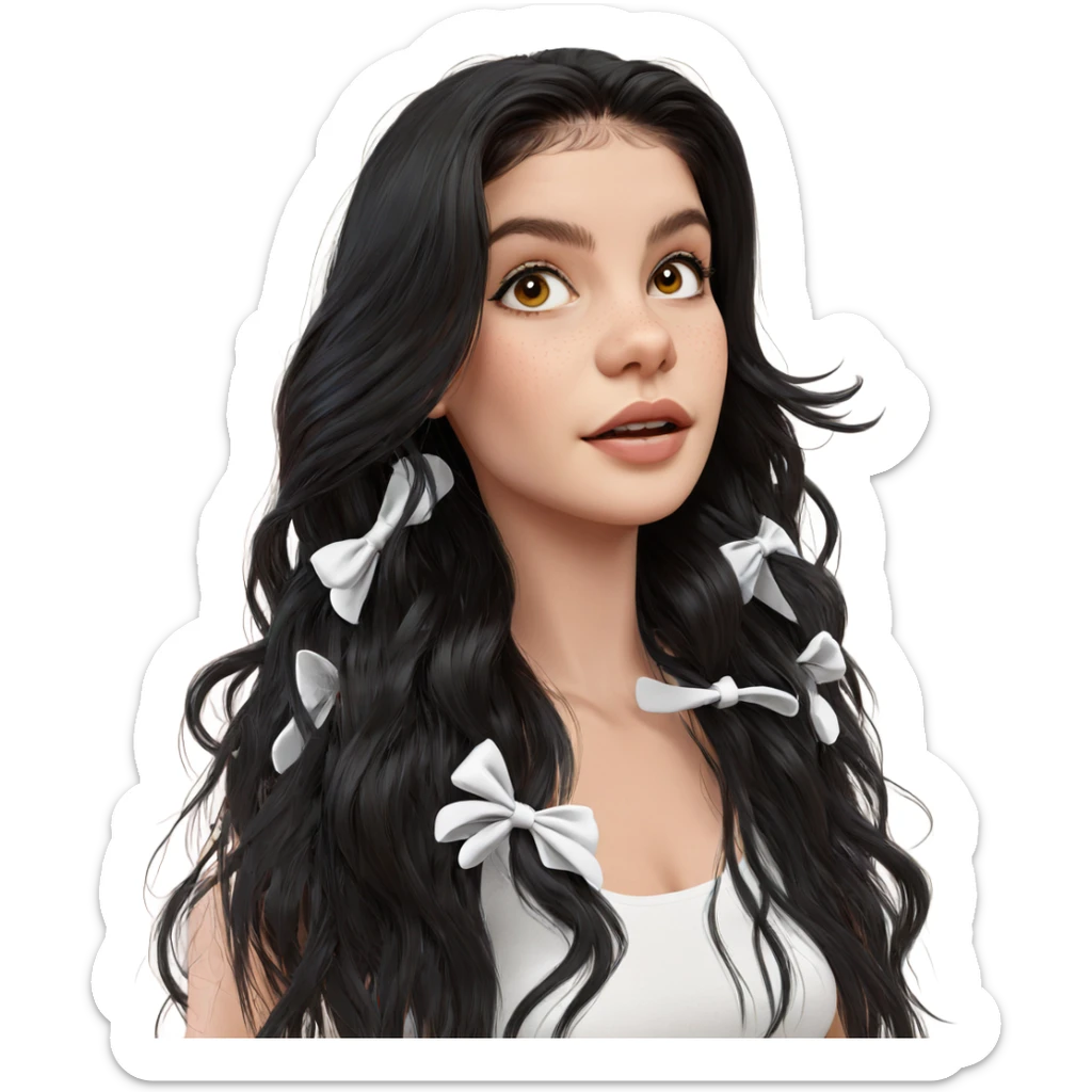 girl with long black hair sticker