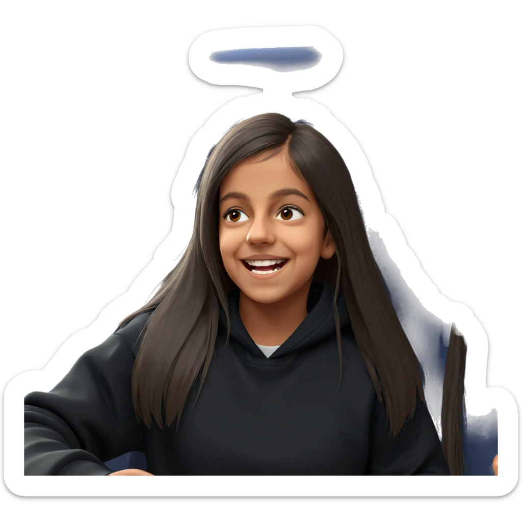 smiling girl in hoodie meme sticker
