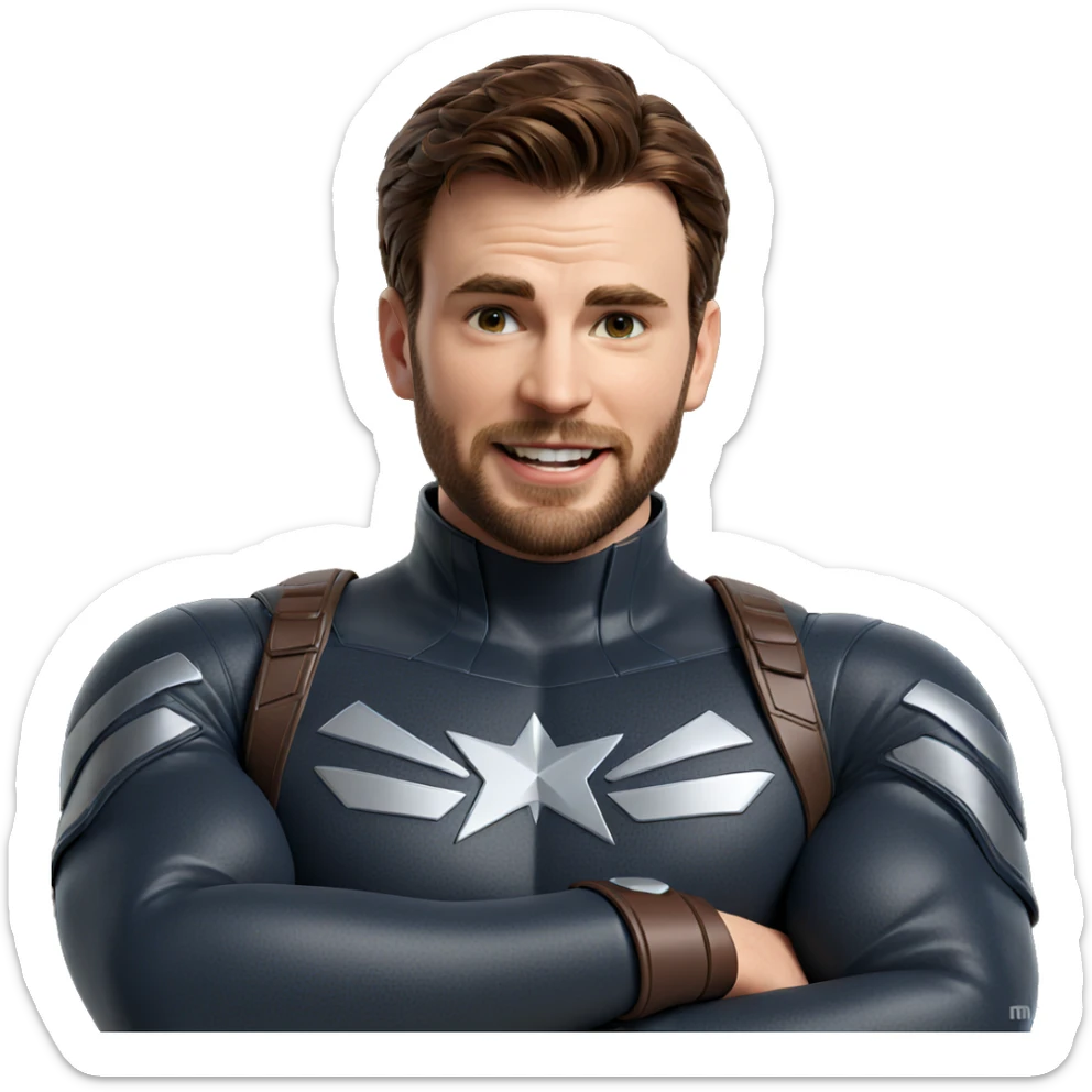smiling superhero with brown hair sticker
