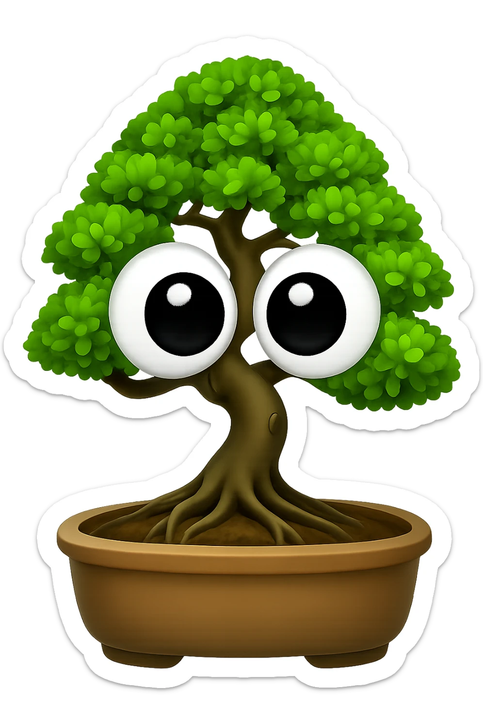 Make the eyeballs much bigger in the style of apple style emojis with transparent background. sticker