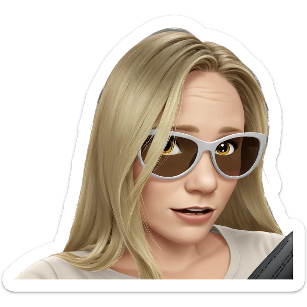 blonde girl in car interior sticker