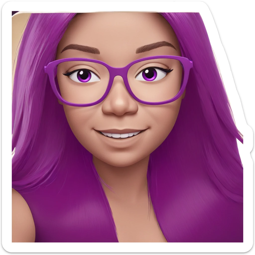 smiling girl in purple viewfinder sticker