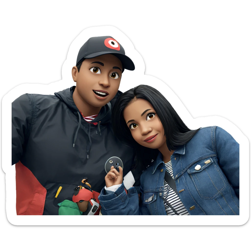 stylish duo in the outdoors sticker