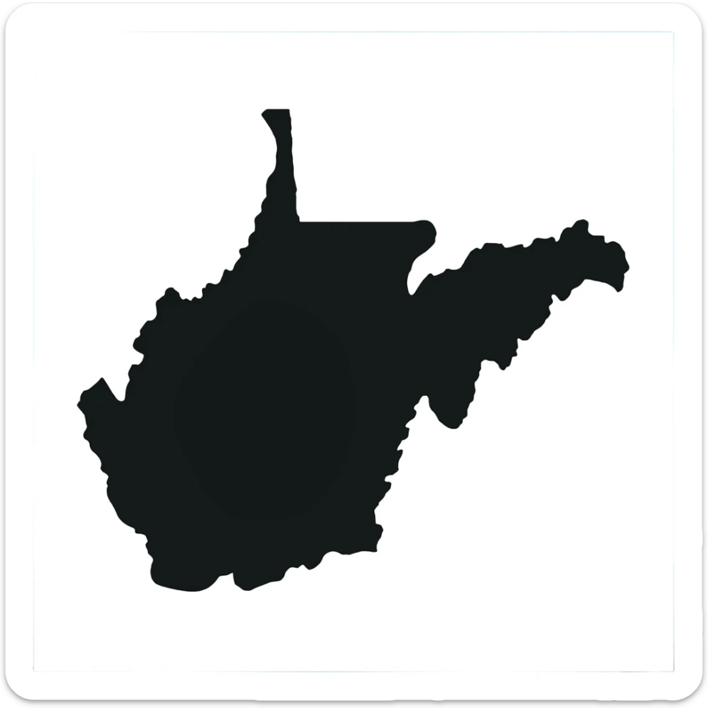 shape of west virginia all black sticker