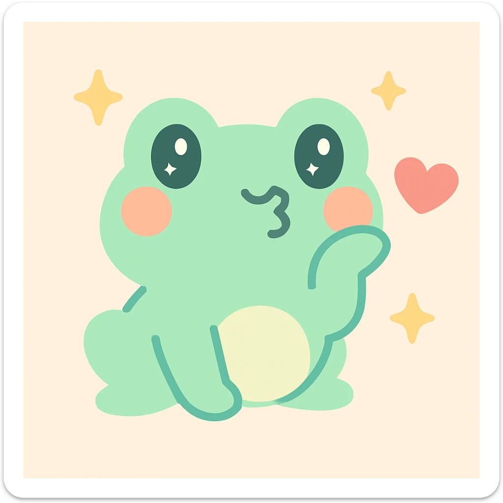 frog blowing a kiss sticker