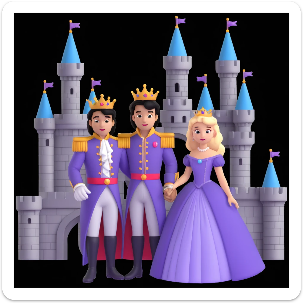 prince and princess disny dress close up photo in castle sticker
