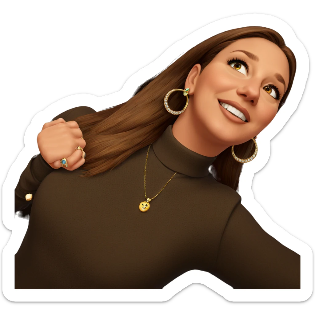 brown haired girl with jewelry sticker