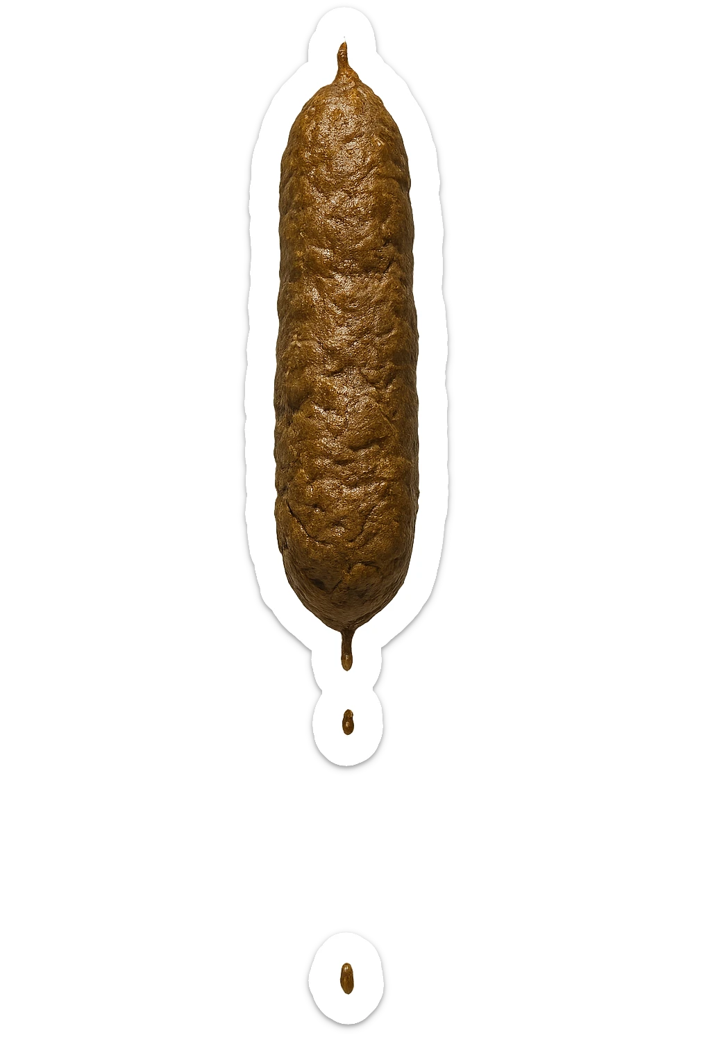 FECI DI ANIMALE A PALLINE UN PO' ALLUNGATE CADONO DALL'ALTO VERTICALMENTE, IPERREALISTICO 4K sticker