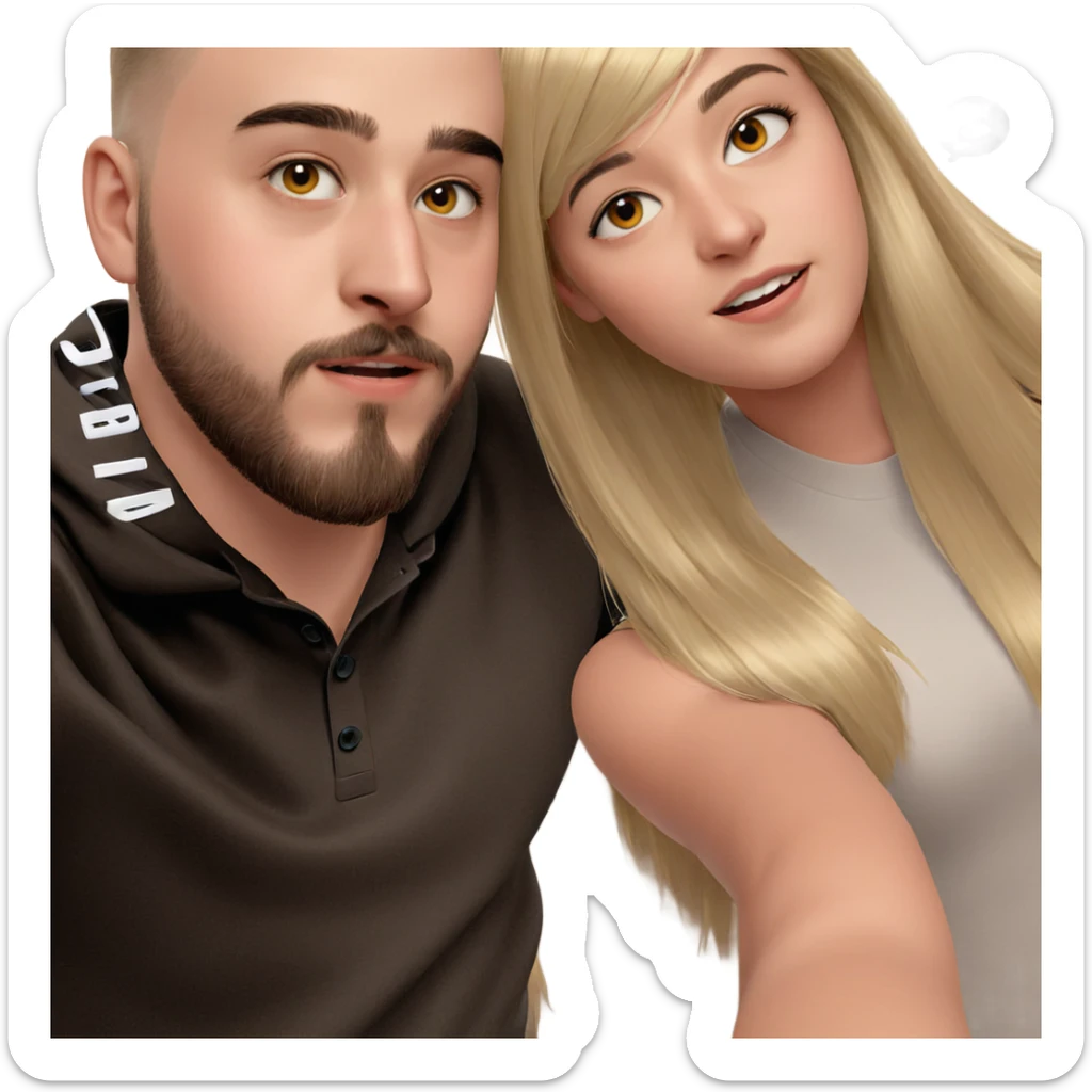 blonde boy and girl selfie sticker