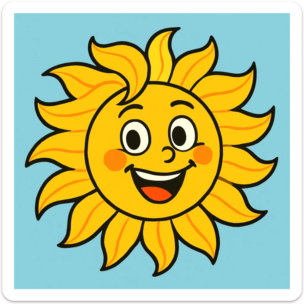 expressive illustration of a sun with blonde hair sticker