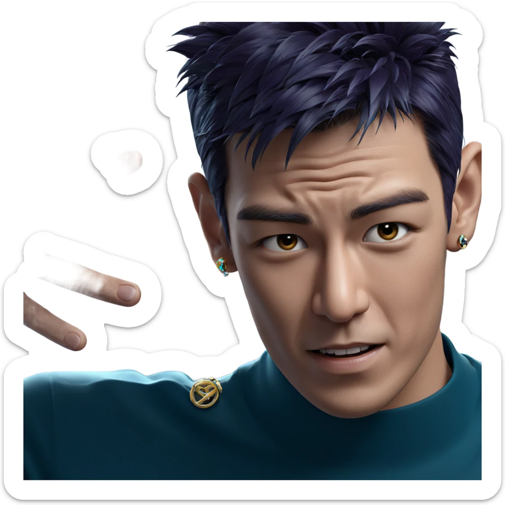 male portrait with jewelry sticker