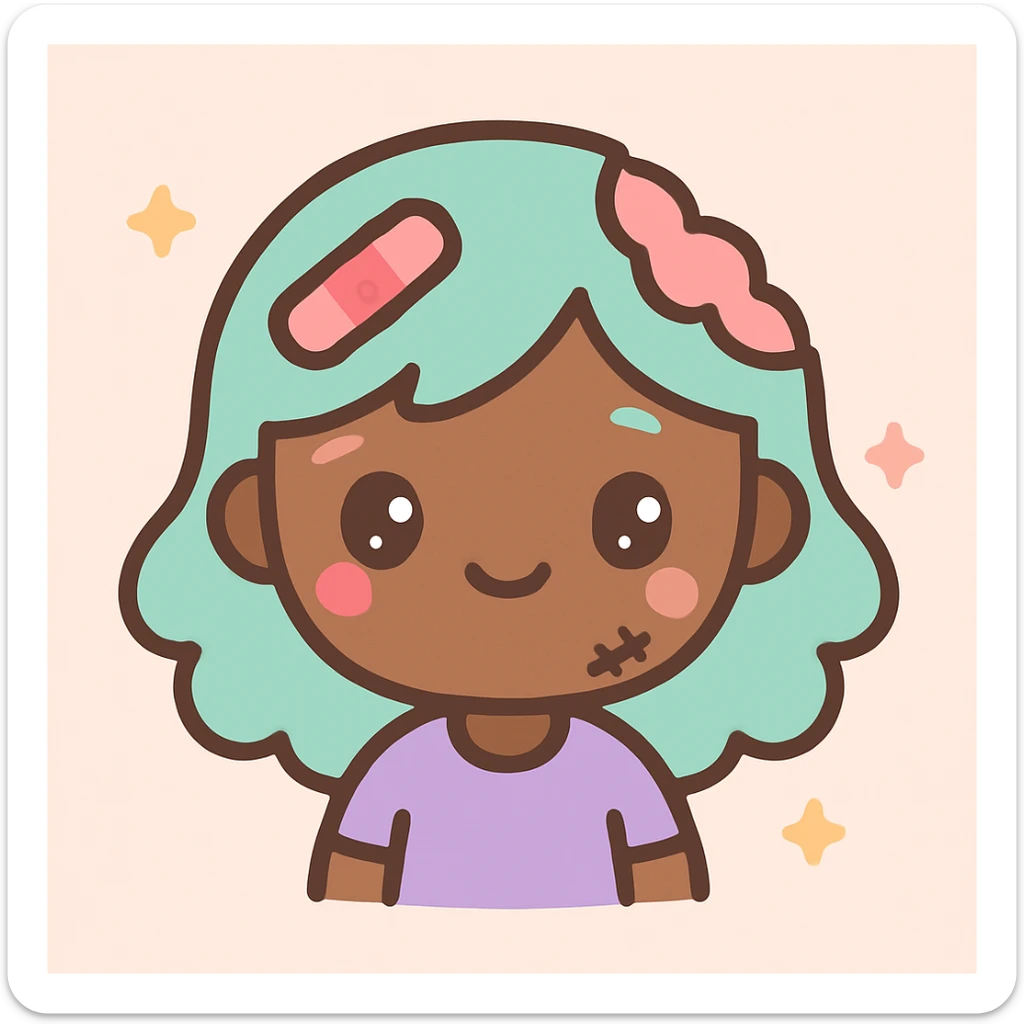 kawaii style portrait of a brown-skinned zombie girl sticker