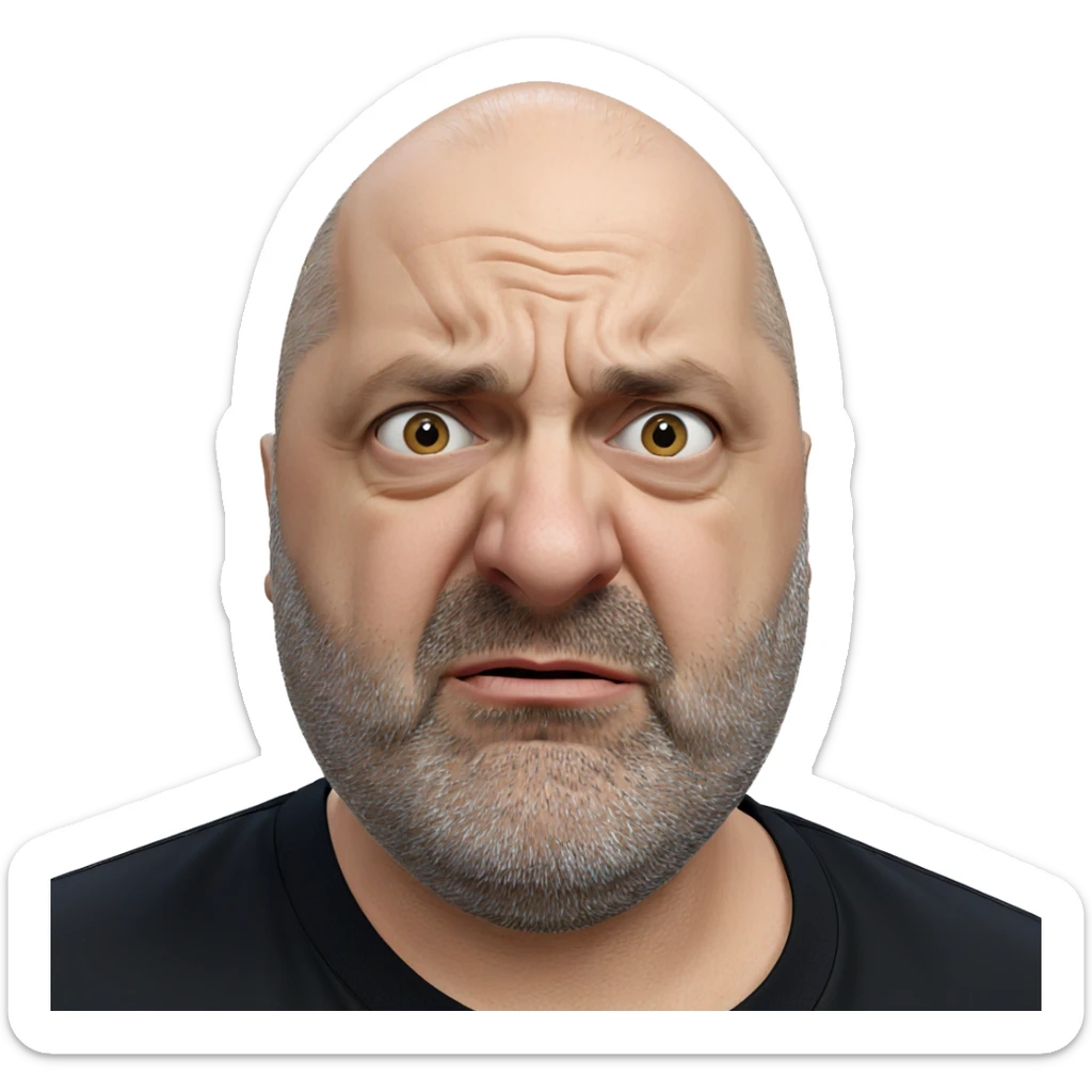 bald man in black shirt sticker