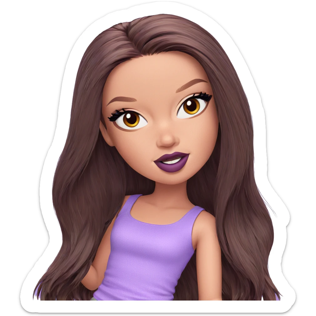 brown-haired girl in purple sticker