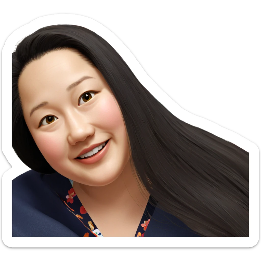 smiling girl in kimono sticker