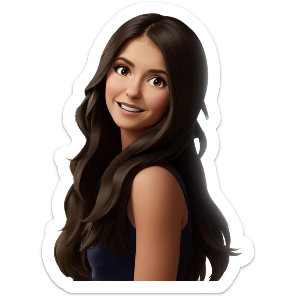 smiling girl with long hair sticker