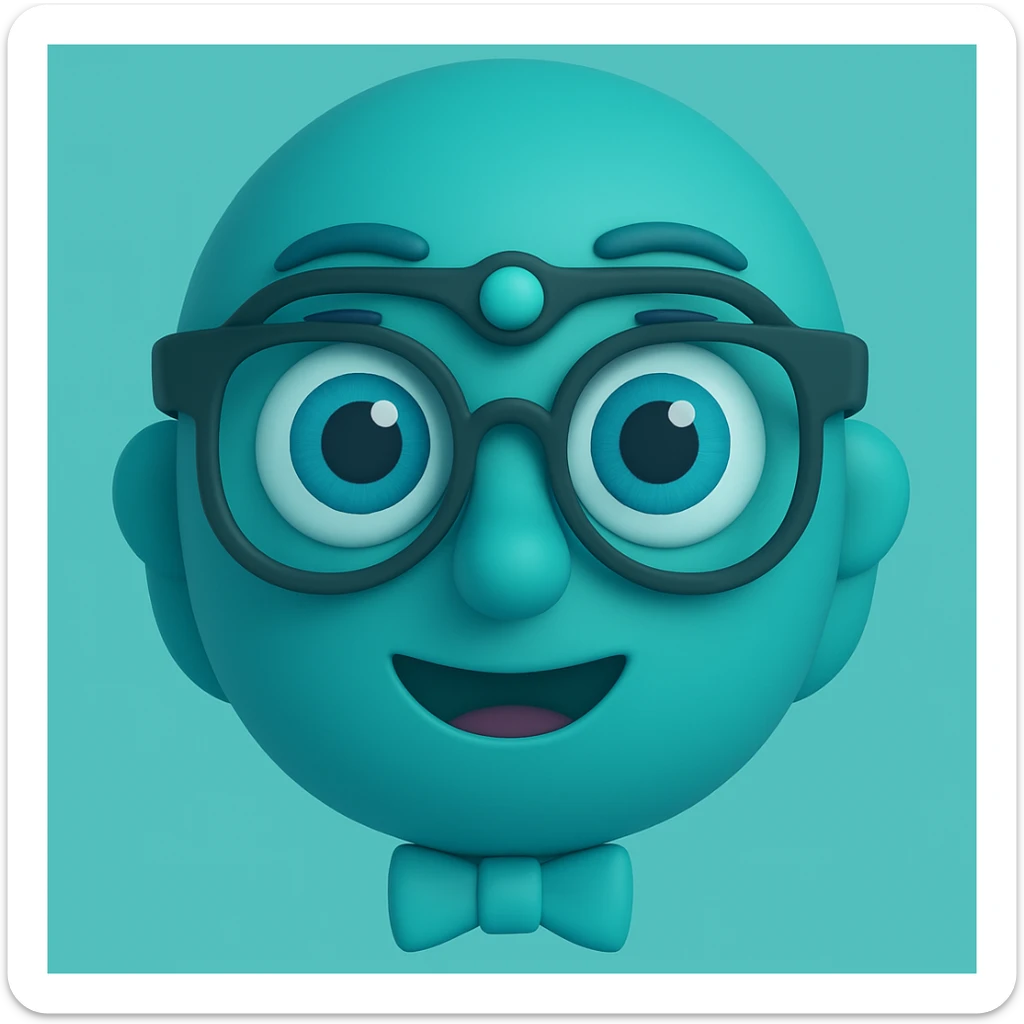 An eye doctor emoji in 3d-emoji style with a teal color sticker