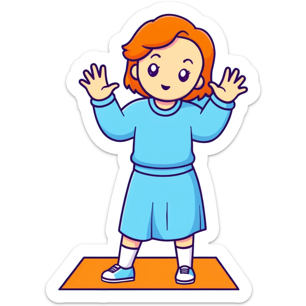 girl wearing pastel blue clothes shrugging with hands spread out in an "I don't know" gesture sticker