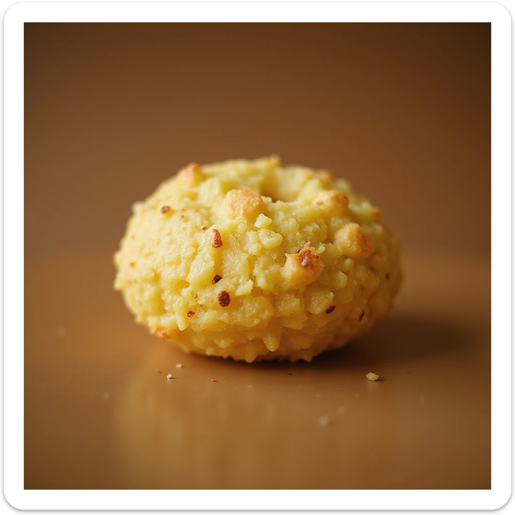 Polenta che fluttua in aria, isolata, senza sfondo, iperrealismo 4K sticker