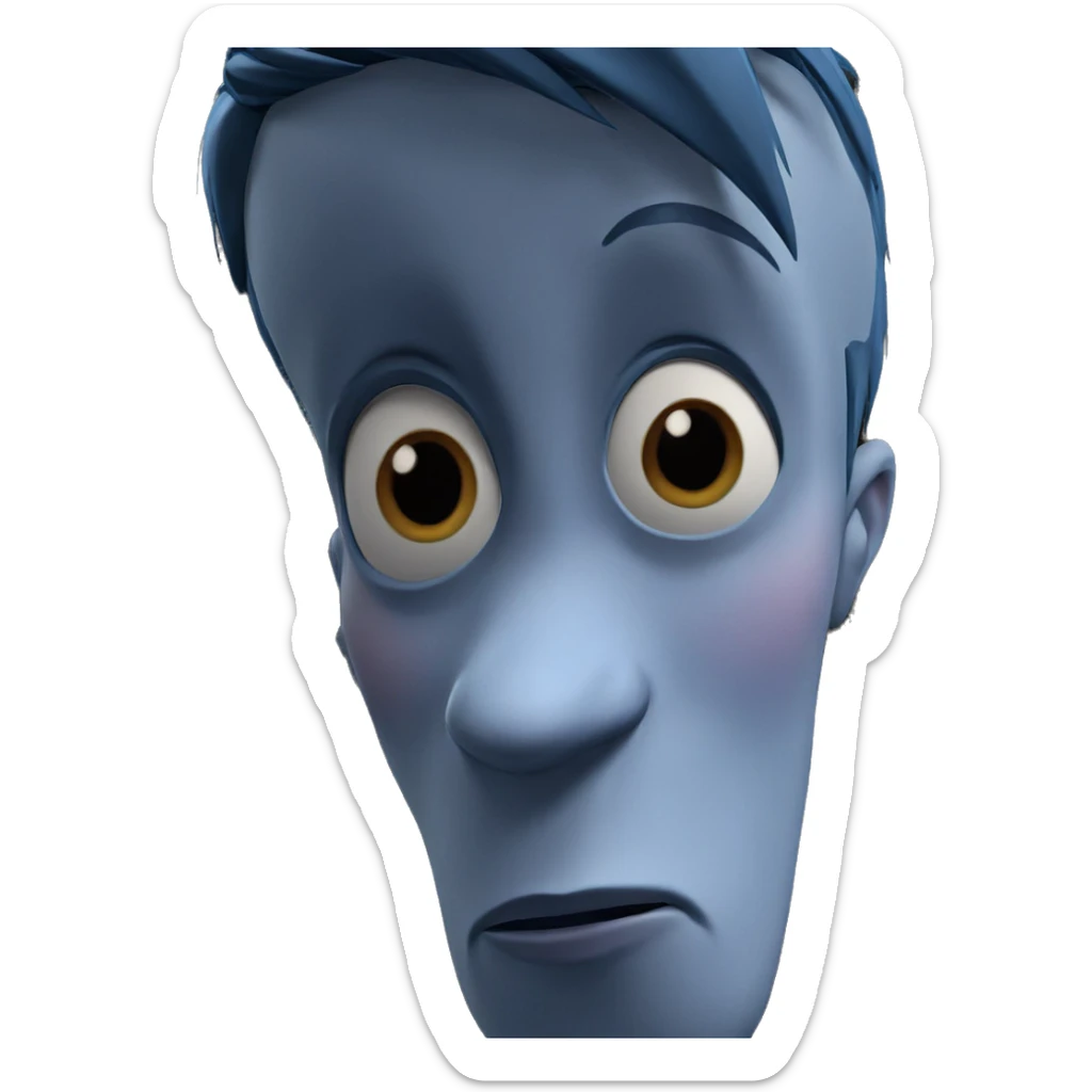 blue skinned boy portrait sticker