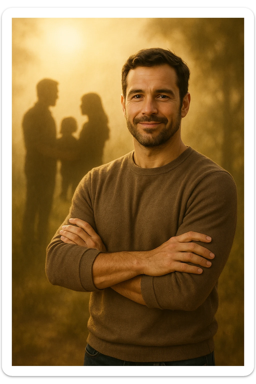 UOMO A BRACCIA CONSERTE CHE TRASMETTE PROTEZIONE PER LA SUA FAMIGLIA sticker