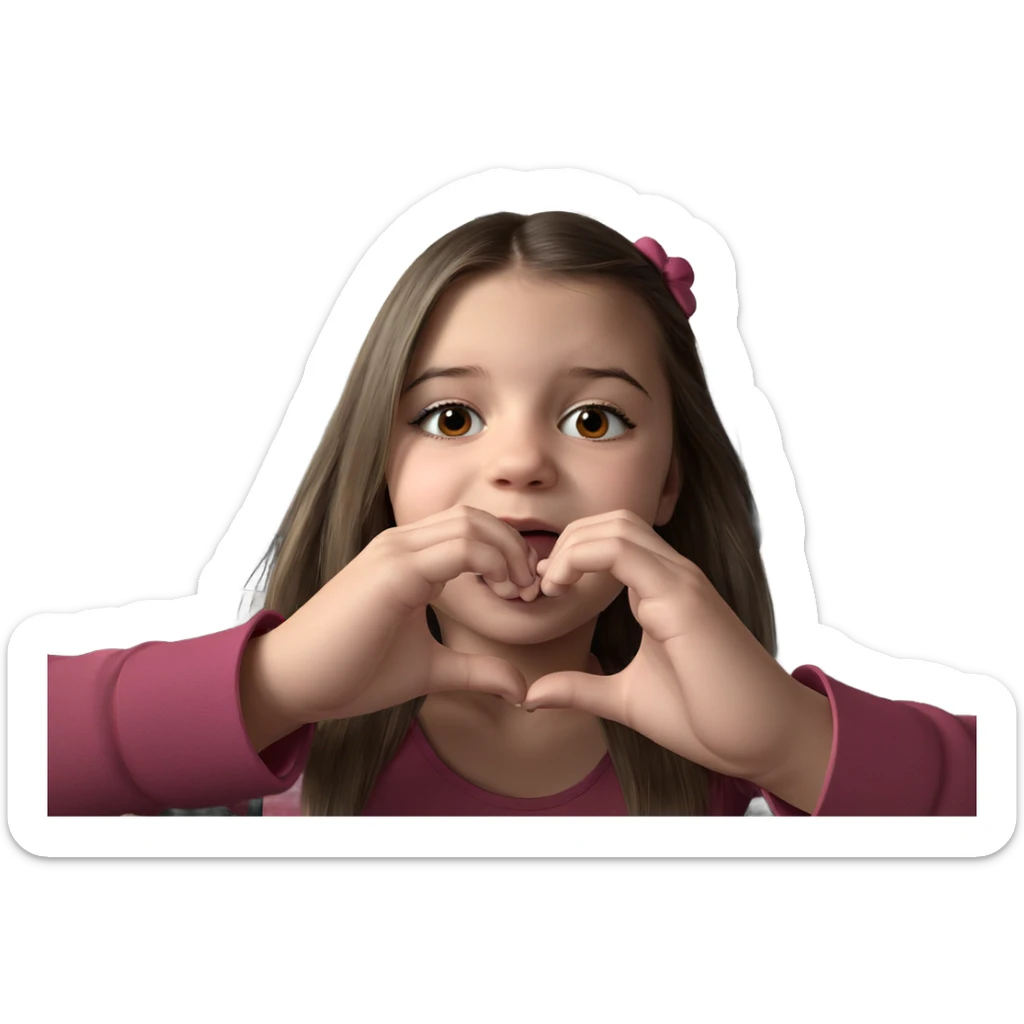 girl making heart with hands sticker