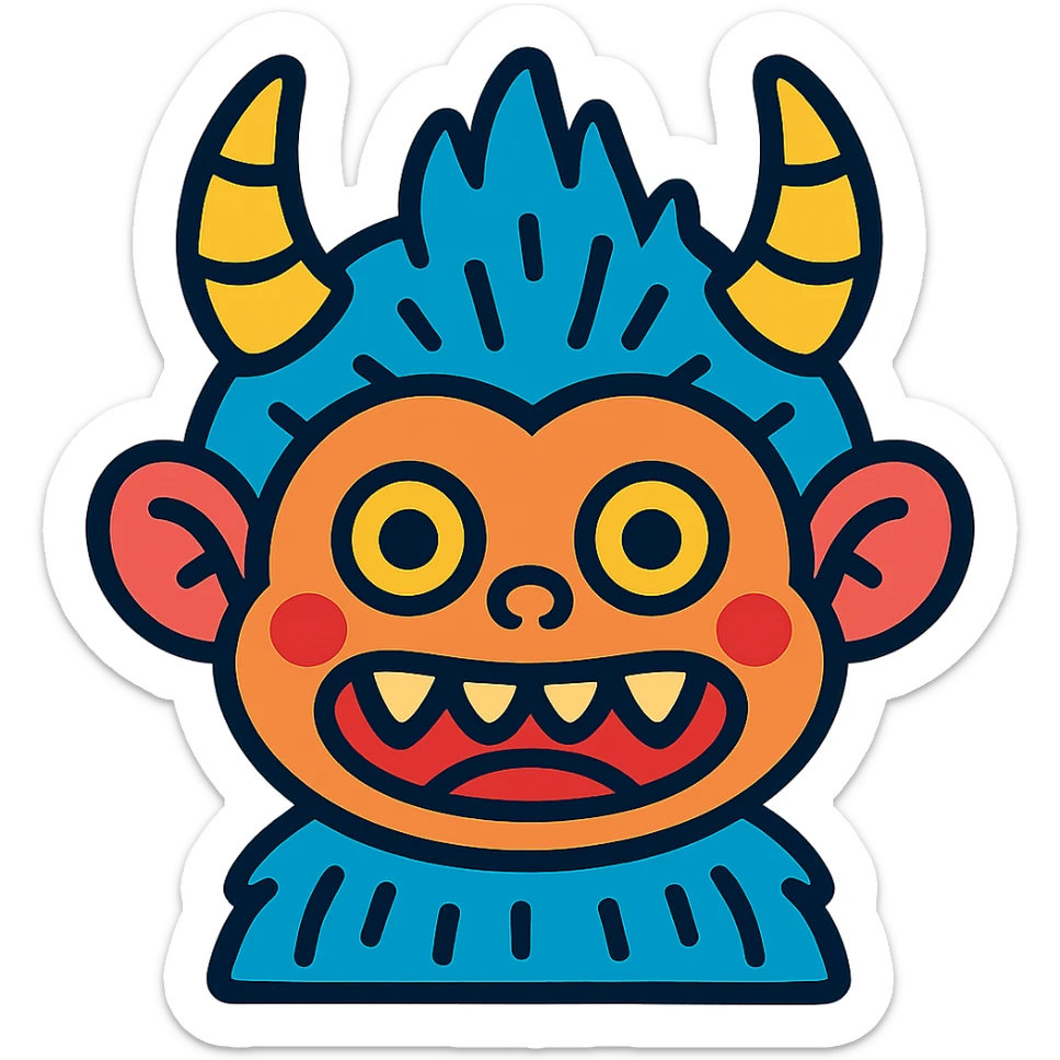 Labubu toy as an emoji, bold colors and playful, vibrant toon style sticker