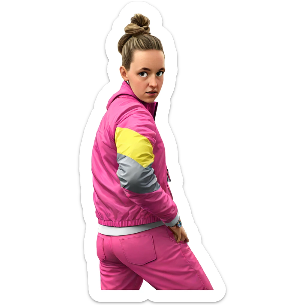 girl in pink jacket sticker