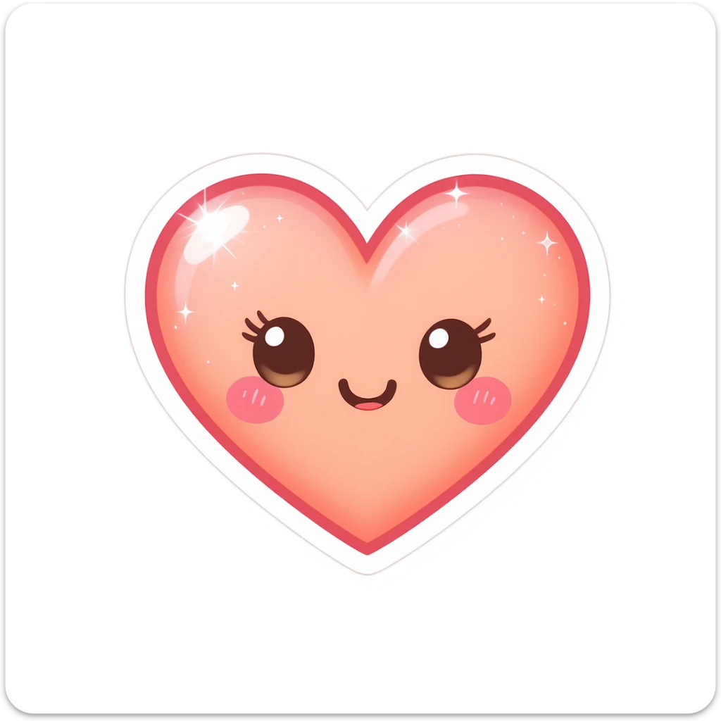 cute and shiny heart emoji, no background sticker