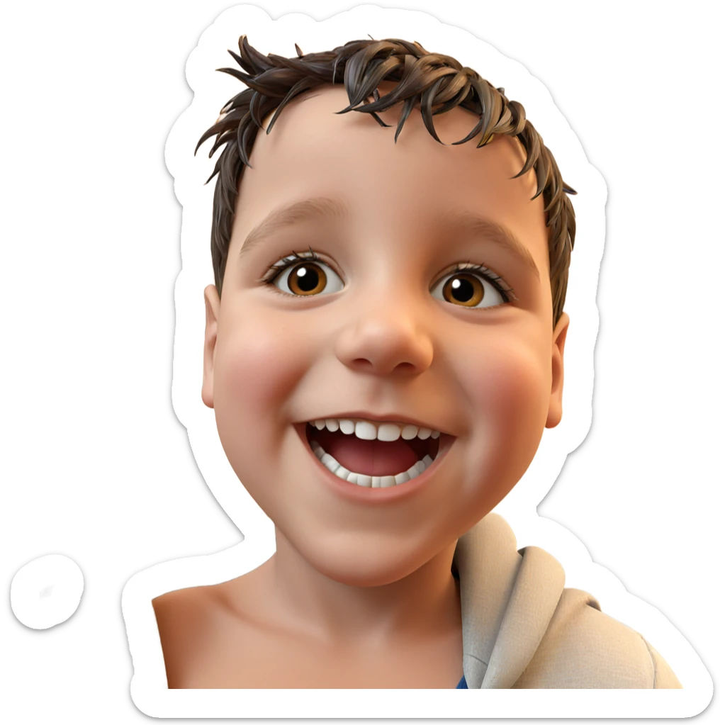 smiling boy portrait with mole sticker