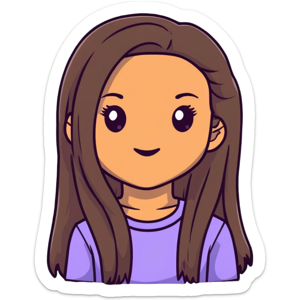 girl with light brown skin, dark eyes and dark straight long hair sticker