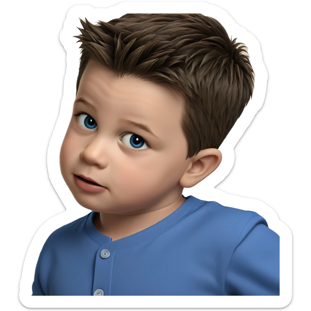 boy in blue shirt portrait sticker