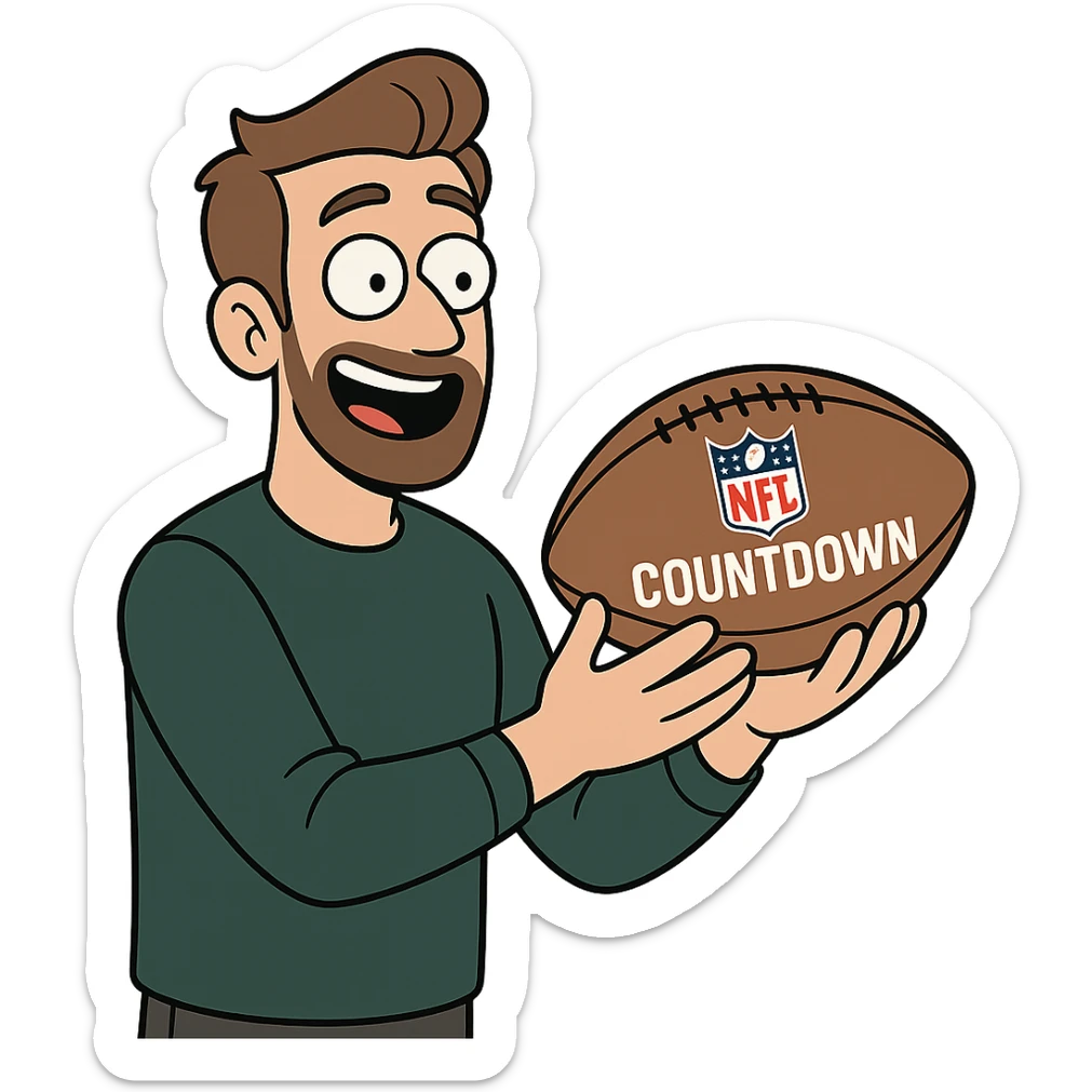 stylized football with the 'NFL Countdown' logo, clean vector art, flat toon style sticker