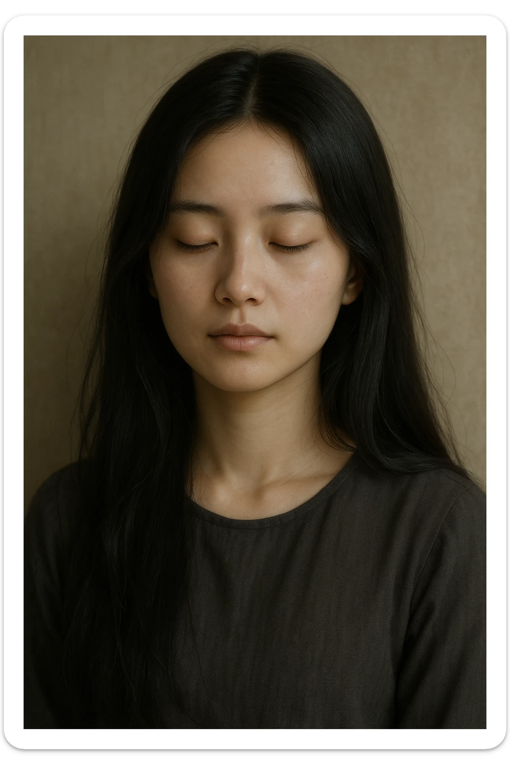 A girl with long black hair and fair skin sticker