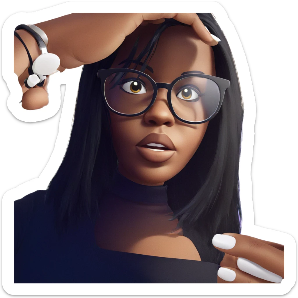 girl with glasses and black hair sticker