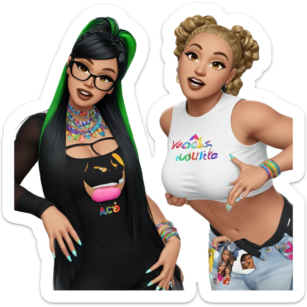 colorful girls with unique styles sticker