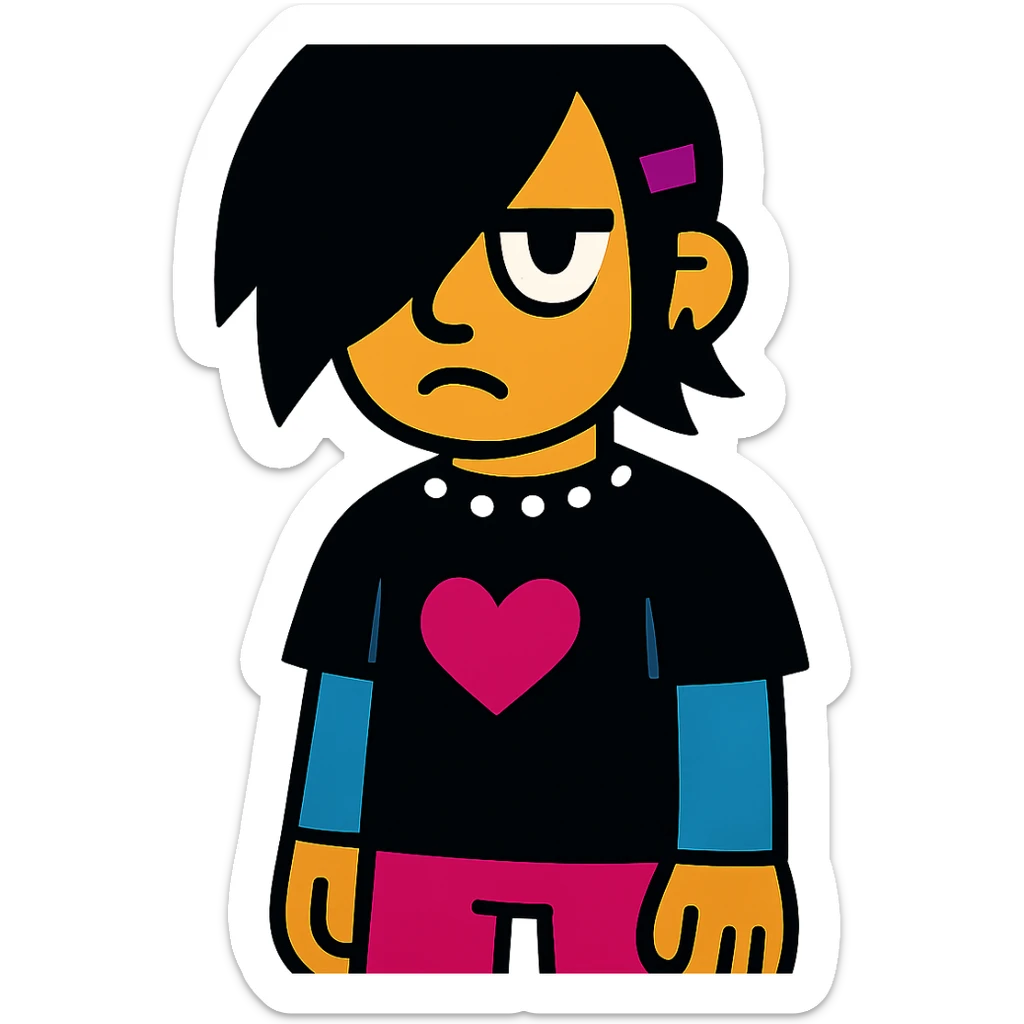 vibrant toon style emo character sticker