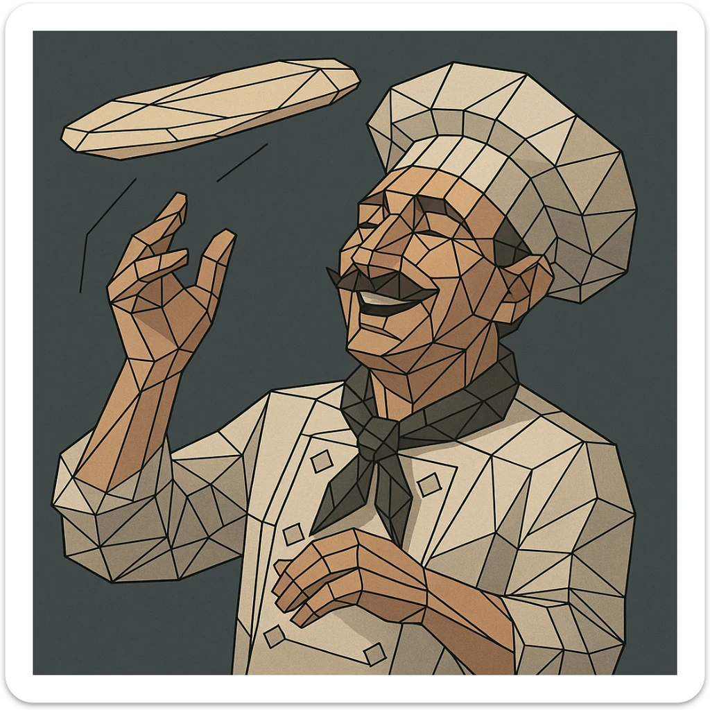 smiling Italian chef spinning pizza dough sticker