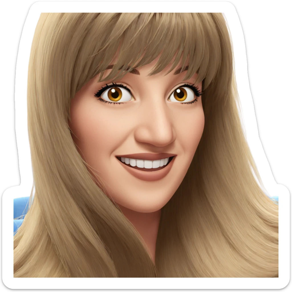 smiling girl with long hair sticker