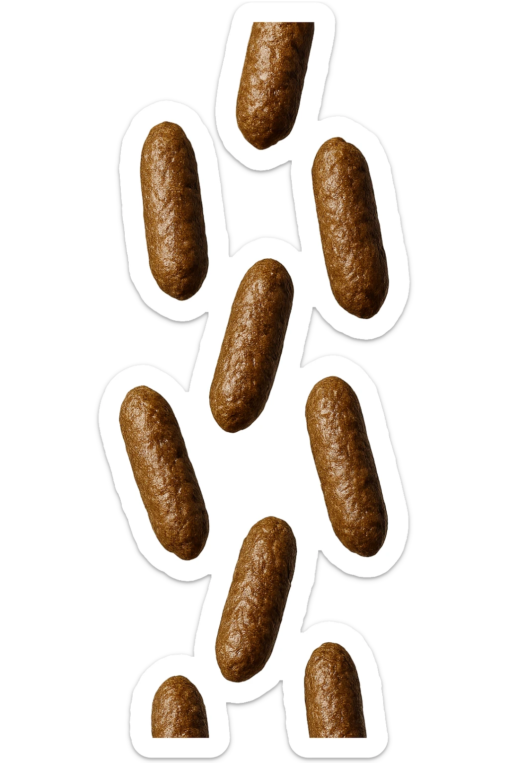 FECI DI ANIMALE A PALLINI LEGGERMENTE ALLUNGATI CADONO DALL'ALTO VERTICALMENTE, IPERREALISTICI 4K sticker