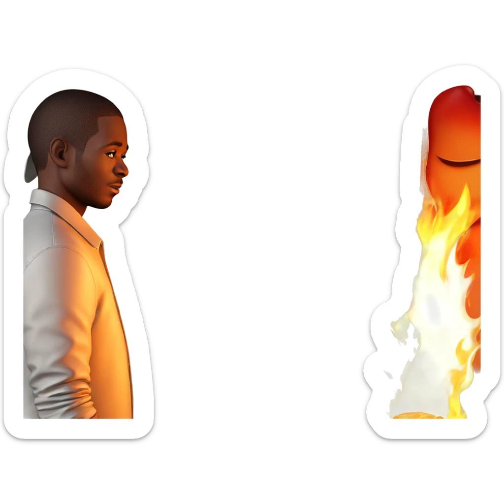 boy in flames sticker