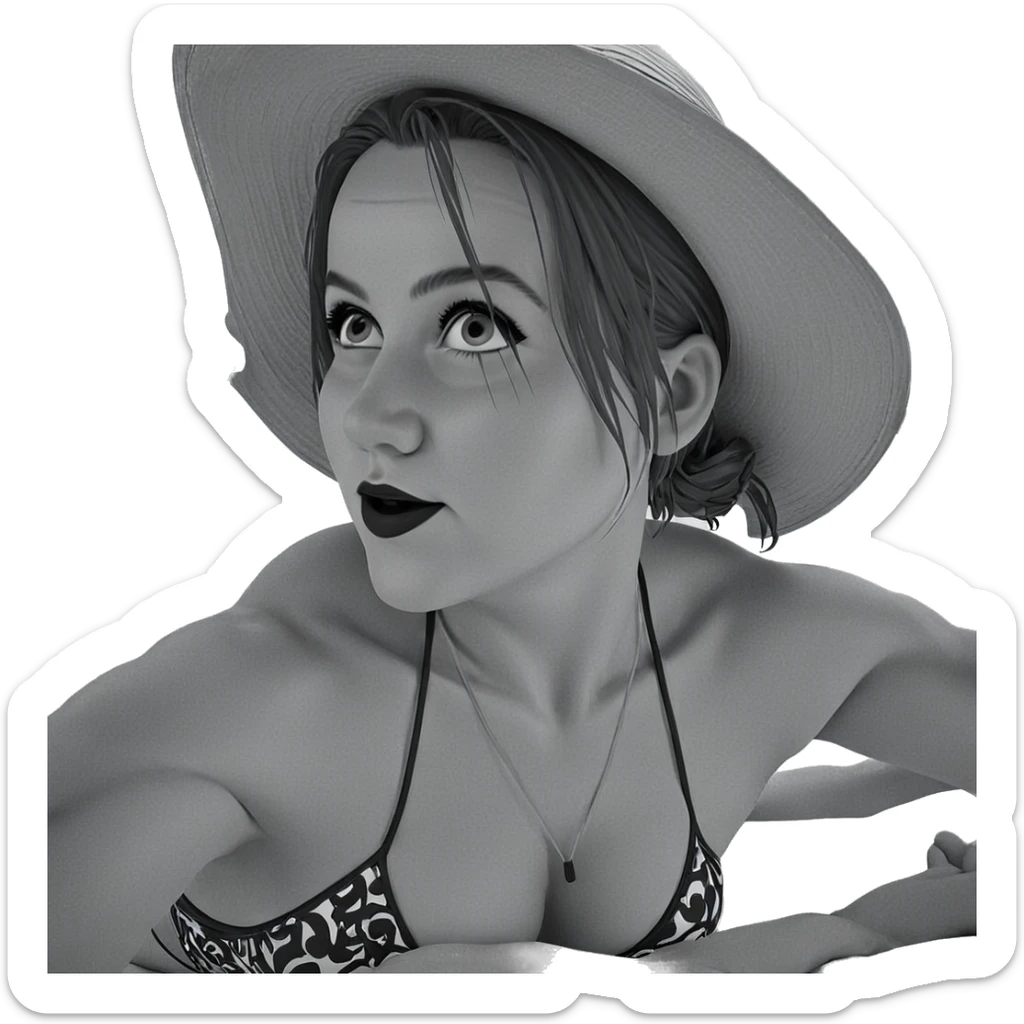 monochrome girl in swimsuit sticker