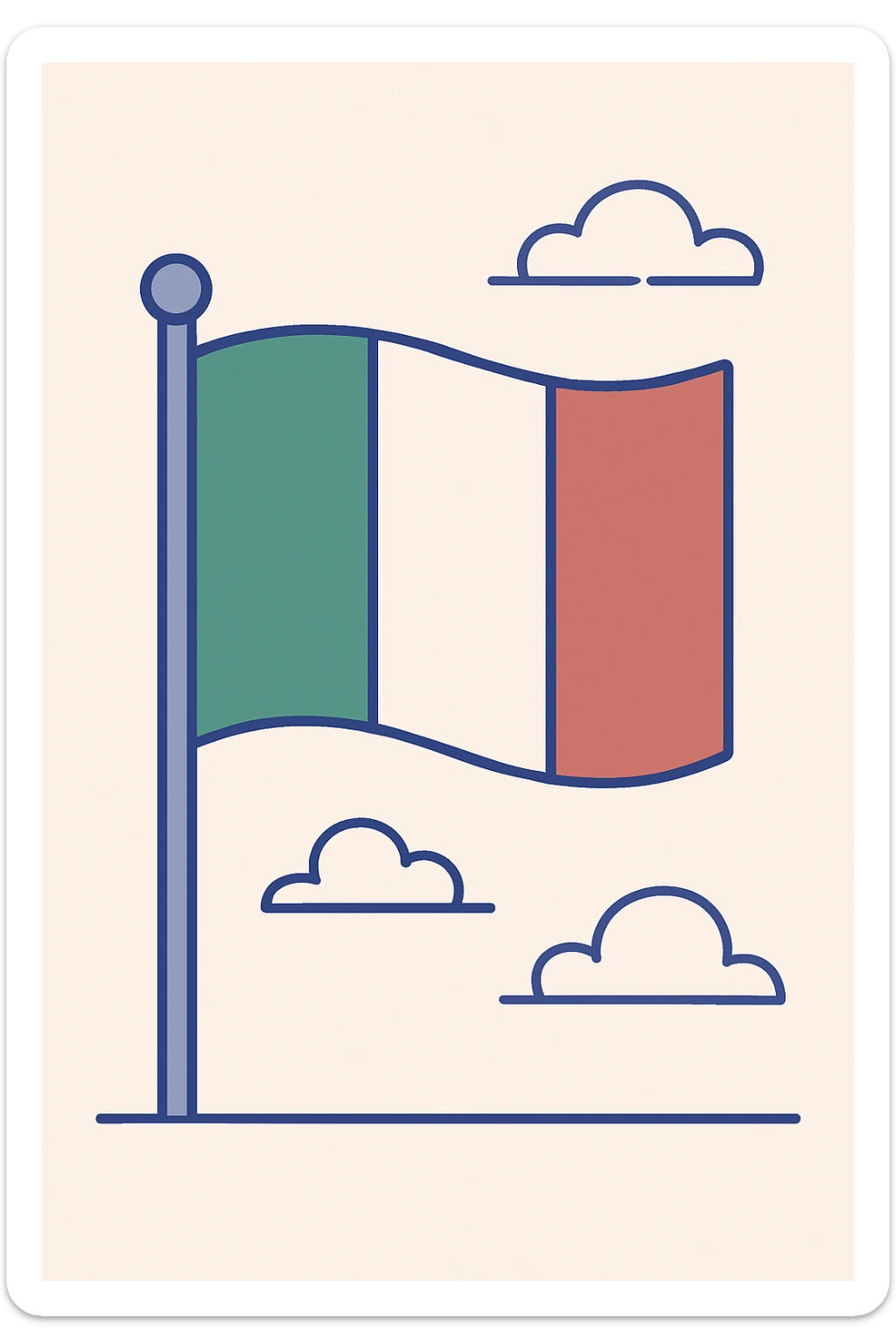 Italian flag, simple and clear, green white and red vertical stripes sticker