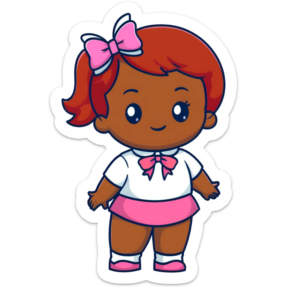 red hair darker skinned girl with pink on and bow in hair  sticker