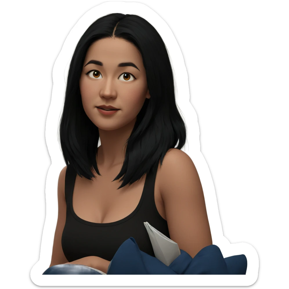 girl with black hair indoors sticker