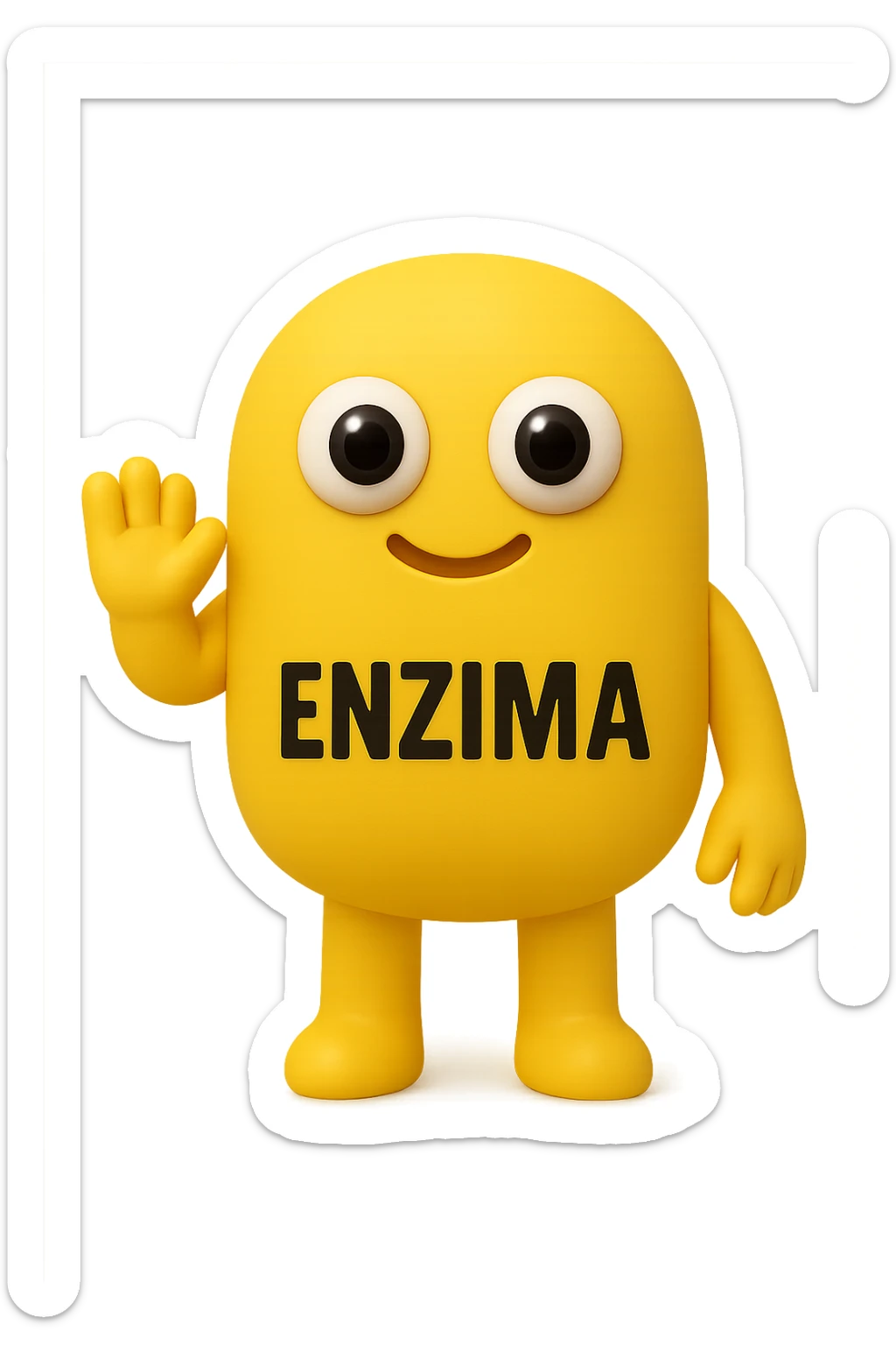 FALLO IDENTICO MA CON LA SCRITTA ENZIMA IN ITALIANO SUL CORPO. emoji con enzima umano con occhi 3d con la scritta "ENZIMA" SUL CORPO IN ITALIANO sticker