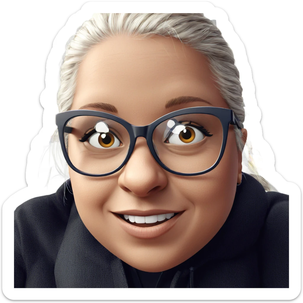 girl with glasses in city sticker