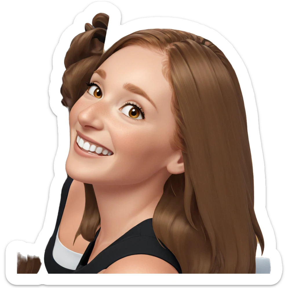 smiling girl with brown hair sticker