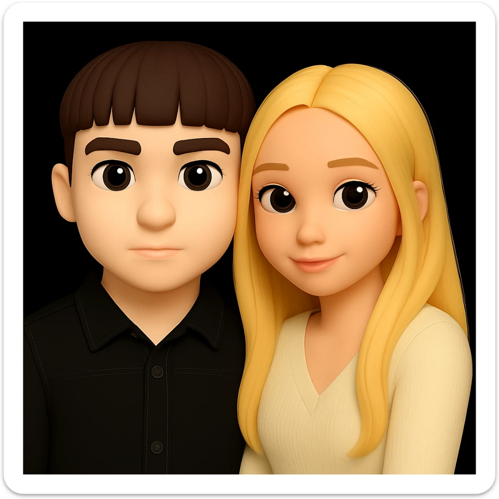 Make the skin color of the boy as light as the girl next to him, preserving the 3d-emoji style and keeping everything else unchanged. sticker