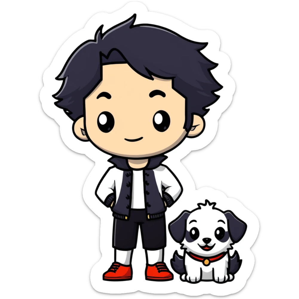 Carlos from Descendants, son of Cruella de Vil, white and black hair, freckles sticker